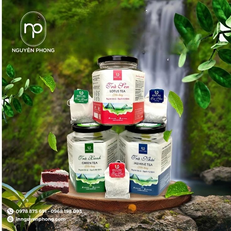 Mẫu tem nhãn bột trà xanh phổ biến